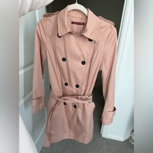Women's Pink Double-Breasted Trench Coat